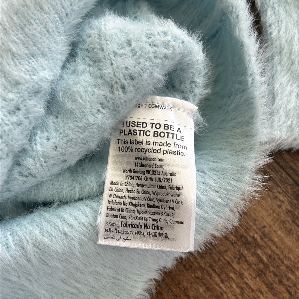 Cotton On Fuzzy Light Blue Kids Sweater - Picture 3 of 4